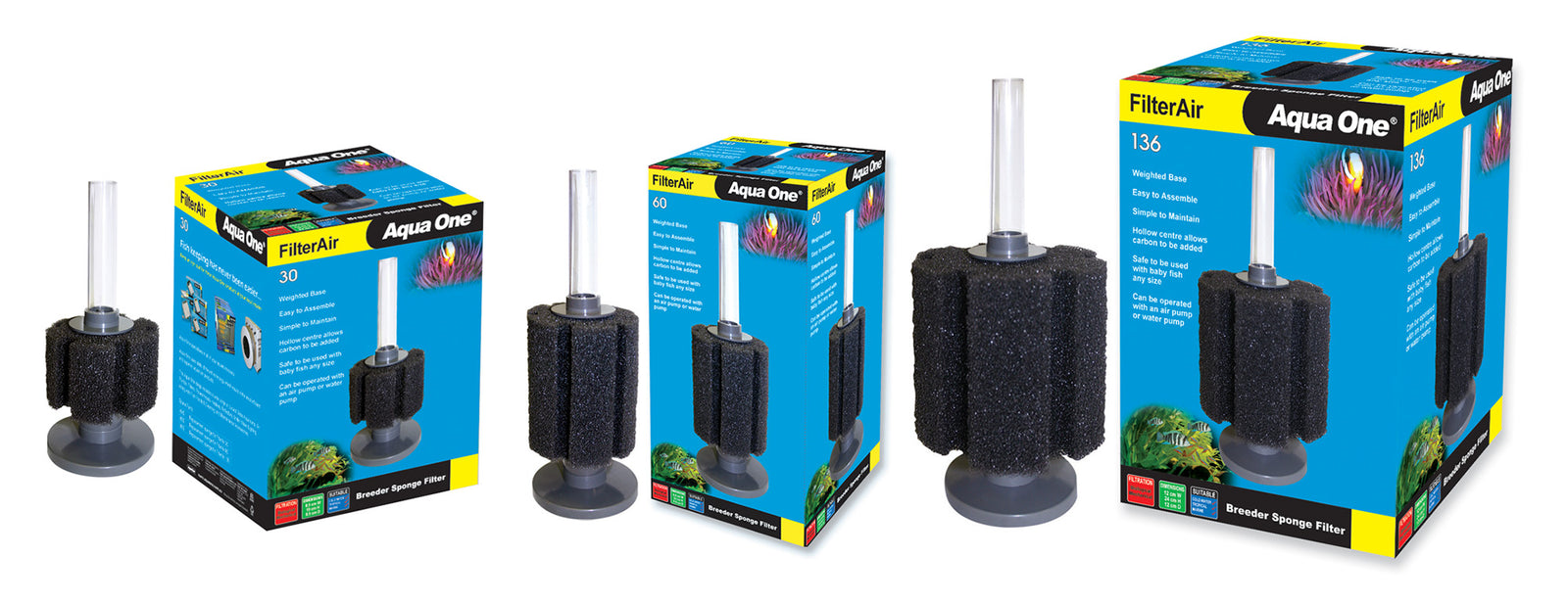 Aqua One Air Driven Sponge Filters 