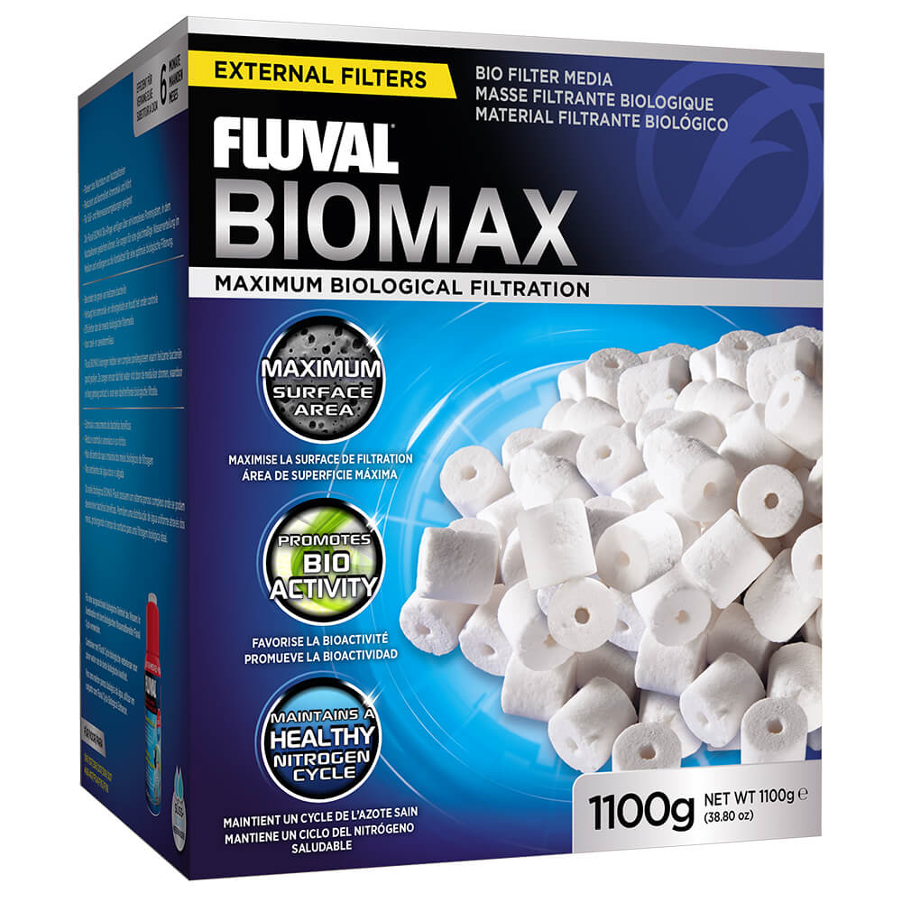 Fluval Biomax filter media with porous, ceramic balls for aquarium filtration